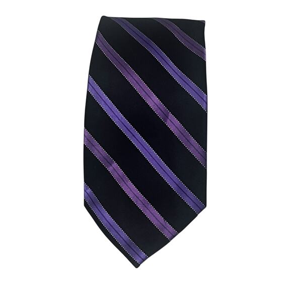 Van Heusen Black and Purple Stripe Tie 100% Silk - Picture 1 of 4